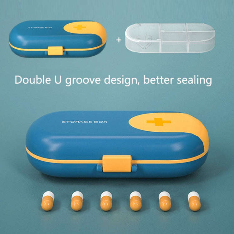 HW073 Portable Cut Medicine Large-capacity Pill Box Compartment Sealed Small Pill Box(Green)