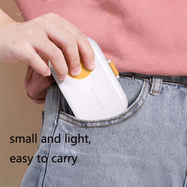 HW073 Portable Cut Medicine Large-capacity Pill Box Compartment Sealed Small Pill Box(White Yellow)