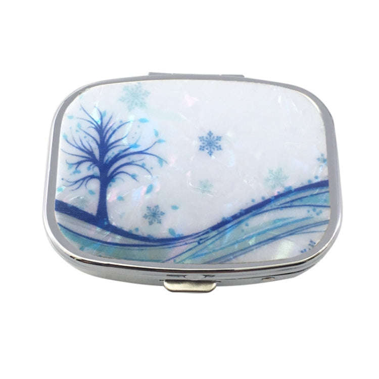2 PCS Y10336 Two-Compartment Metal Portable Pill Box(Blue Tree)