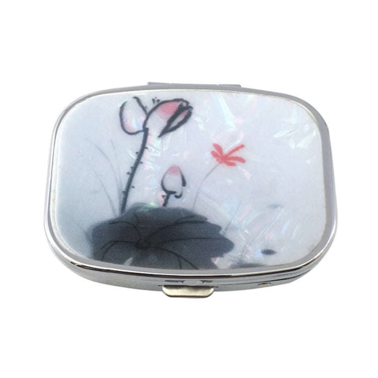 2 PCS Y10336 Two-Compartment Metal Portable Pill Box(Lotus Flower)