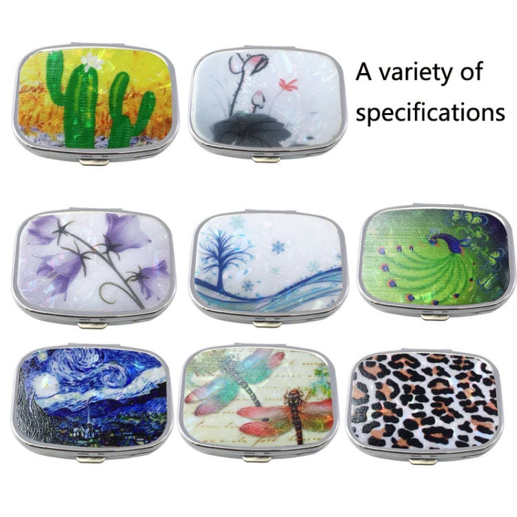 2 PCS Y10336 Two-Compartment Metal Portable Pill Box(Green Peacock)