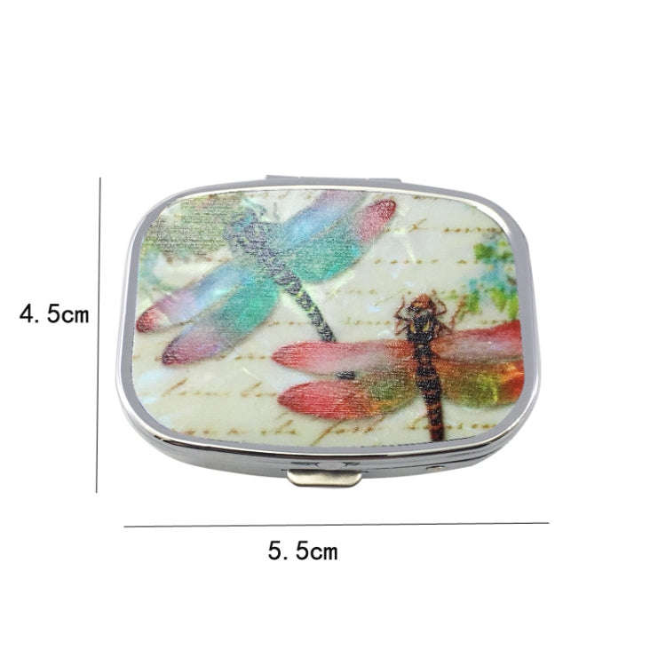 2 PCS Y10336 Two-Compartment Metal Portable Pill Box(Green Peacock)