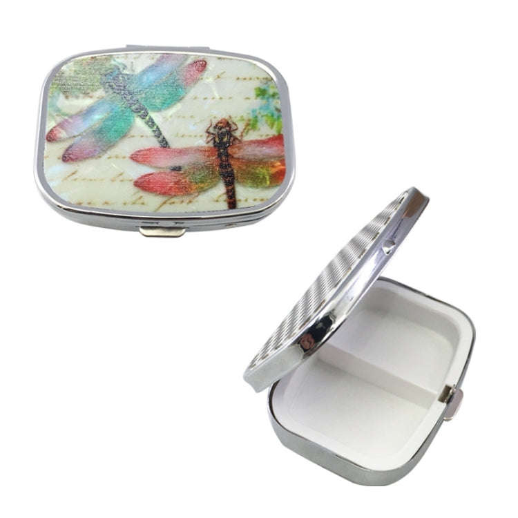 2 PCS Y10336 Two-Compartment Metal Portable Pill Box(Green Peacock)