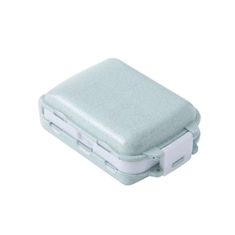 6 PCS C1617 Portable Dispensing Sealed Pill Box Wheat Straw Large-capacity Storage Box(Blue)