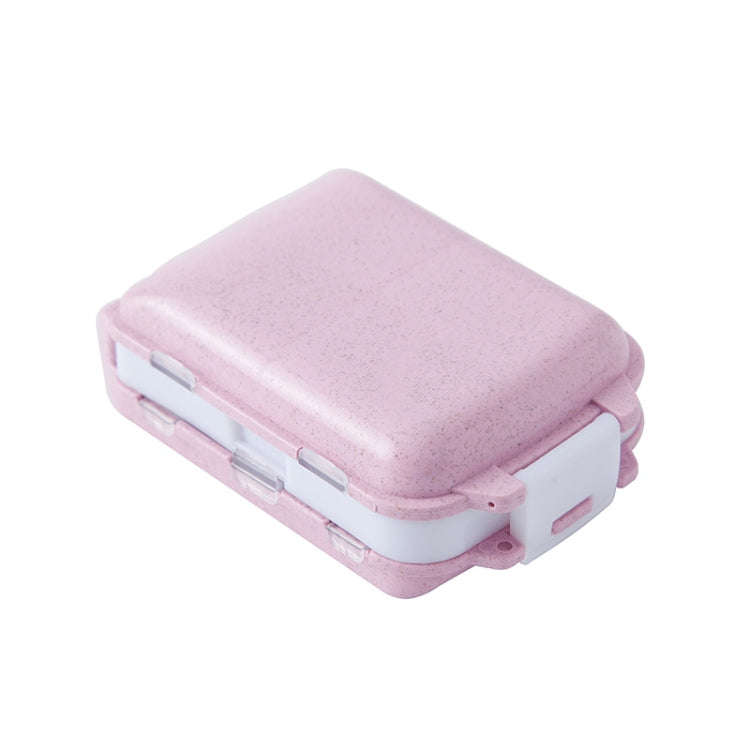 6 PCS C1617 Portable Dispensing Sealed Pill Box Wheat Straw Large-capacity Storage Box(Pink)