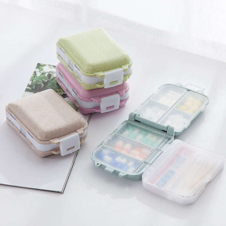 6 PCS C1617 Portable Dispensing Sealed Pill Box Wheat Straw Large-capacity Storage Box(Green)
