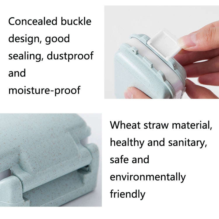 6 PCS C1617 Portable Dispensing Sealed Pill Box Wheat Straw Large-capacity Storage Box(Green)