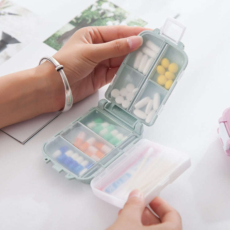 6 PCS C1617 Portable Dispensing Sealed Pill Box Wheat Straw Large-capacity Storage Box(Green)