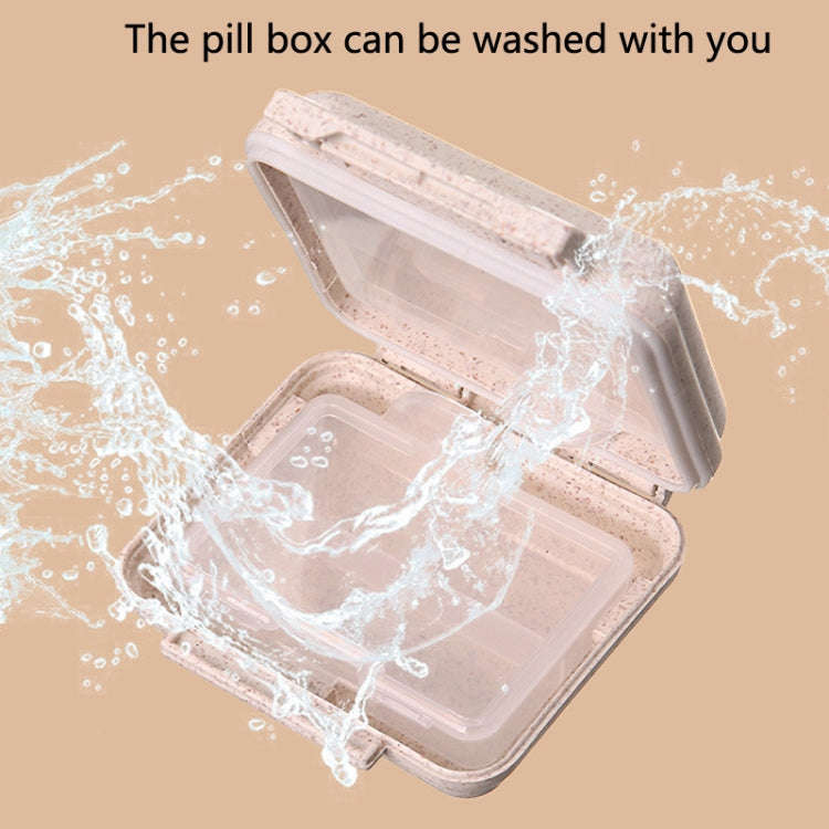 JS0018 Wheat Portable Sealed Pill Box with 6 Compartments For Pill Health Care Box(Beige)