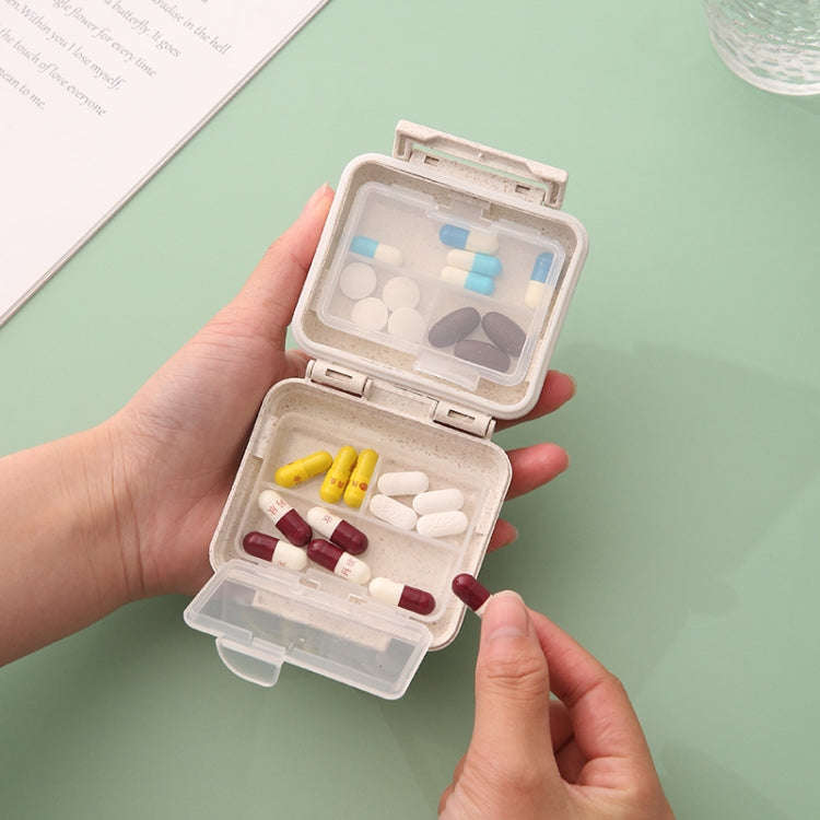 JS0018 Wheat Portable Sealed Pill Box with 6 Compartments For Pill Health Care Box(Beige)