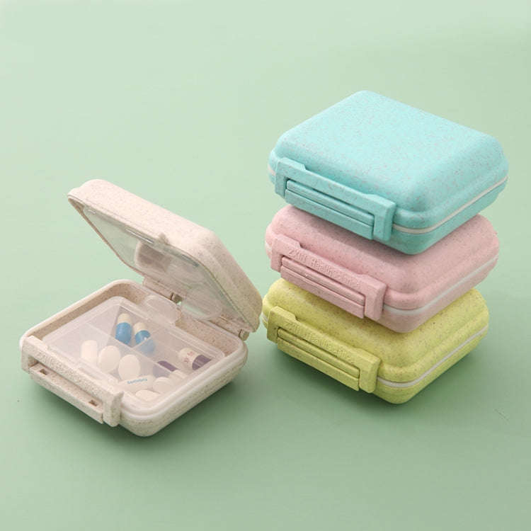 JS0018 Wheat Portable Sealed Pill Box with 6 Compartments For Pill Health Care Box(Solid Orange)