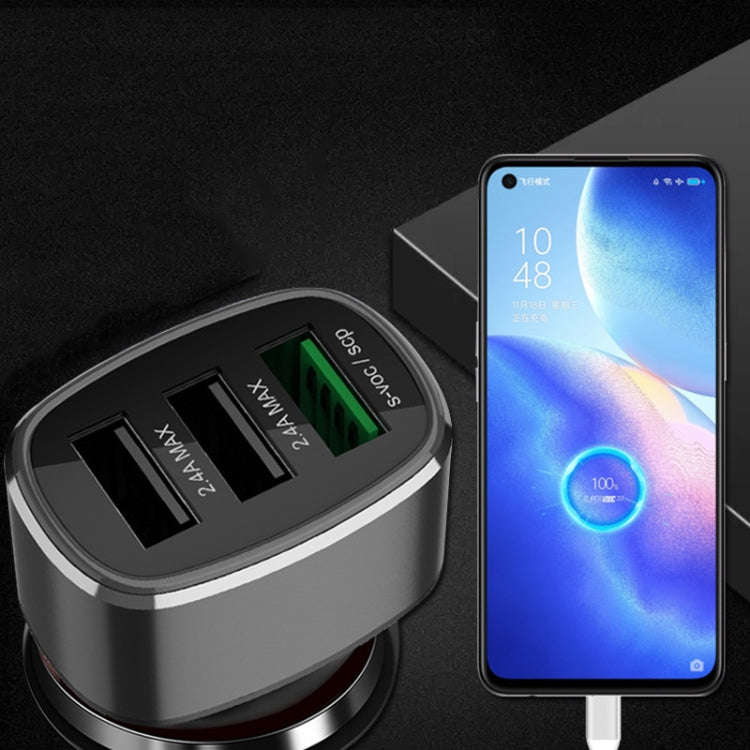 Three USB Ports Car Fast Charging Charger For Huawei/For OPPO/VIVO/OnePlus And Other Flash Chargi...