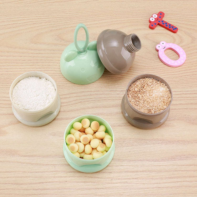 3 Layer Frog Style Portable Baby Food Storage Box Cartoon Milk Powder Box(Blue)