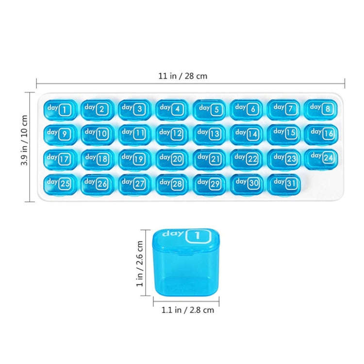 S-015 31 Grid Keyboard Type Plastic Pill Box(28.5x10.5x2.8cm)