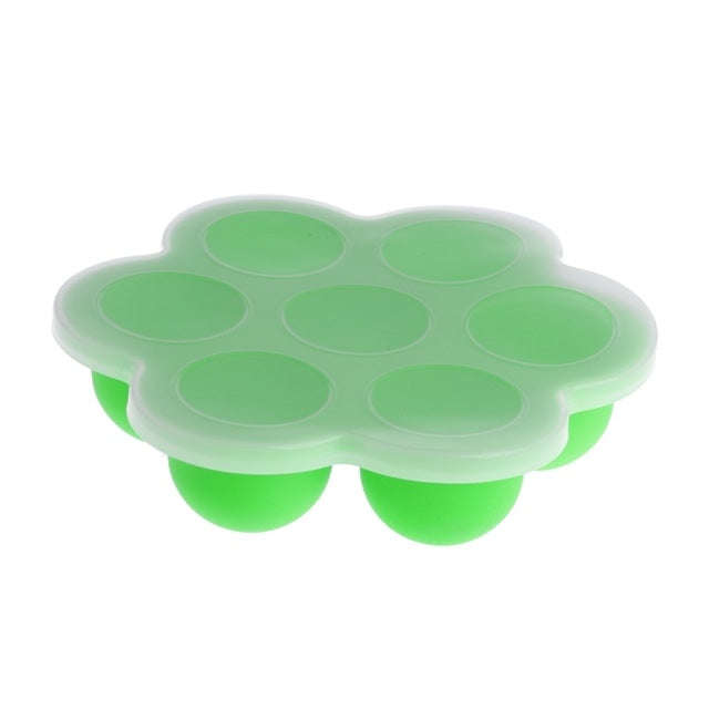 7 Grid Baby Food Container Infant Fruit Breast Milk Storage Box Freezer Tray Crisper(Green)