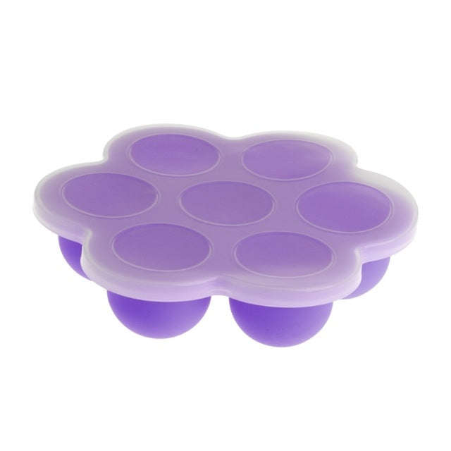 7 Grid Baby Food Container Infant Fruit Breast Milk Storage Box Freezer Tray Crisper(Purple)