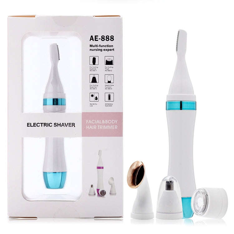 4 In 1 Electric Shaver Home Eyebrow Knife Massage Import Cleansing Instrument(Pink)