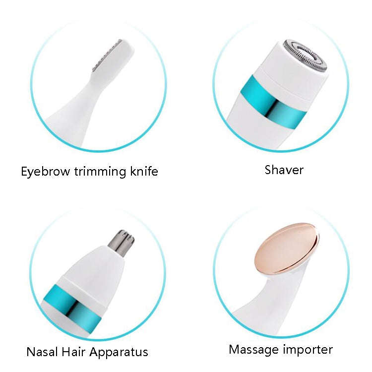 4 In 1 Electric Shaver Home Eyebrow Knife Massage Import Cleansing Instrument(Pink)