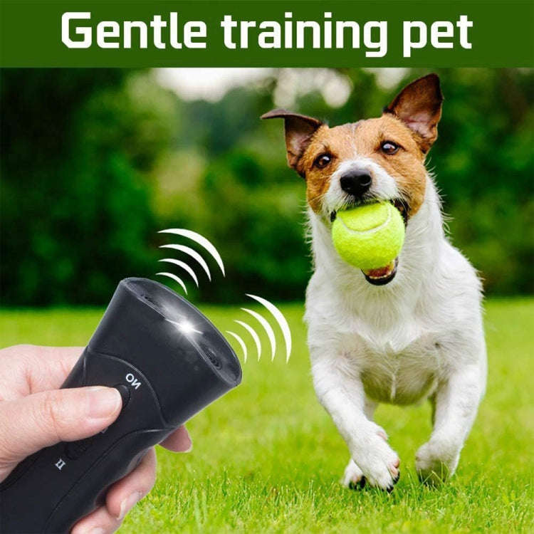 LED Flashlight Ultrasonic Dog Repeller Portable Dog Trainer, Colour: Double black(Colorful Package)