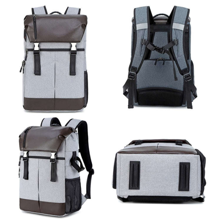 C3081 Camera  Computer Shoulder Digital Camera Bag Large Capacity Photography Backpack(Light Grey)