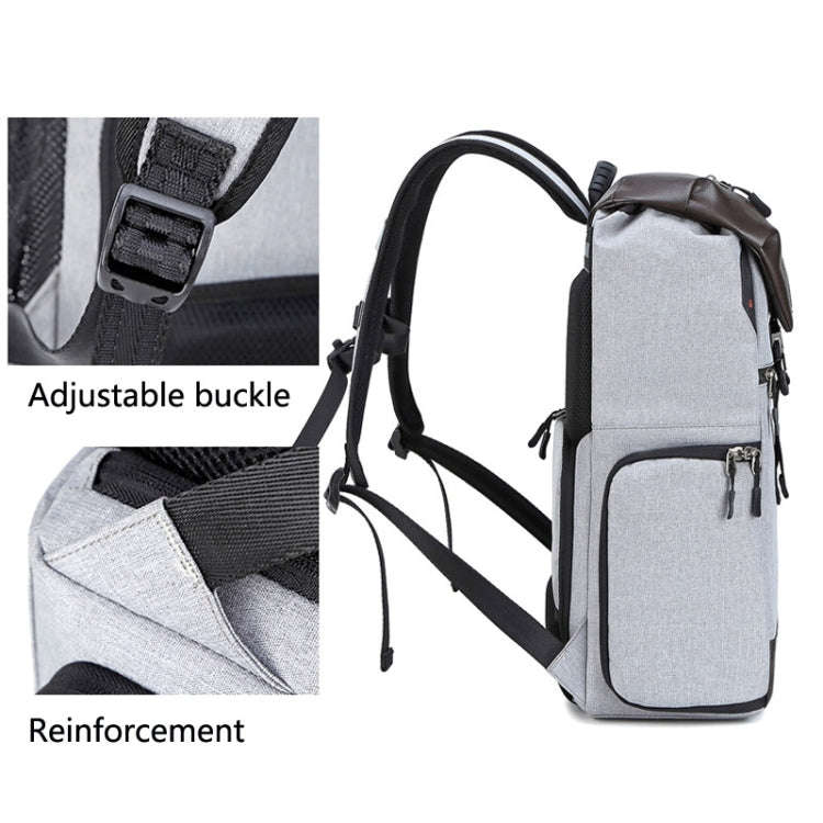 C3081 Camera  Computer Shoulder Digital Camera Bag Large Capacity Photography Backpack(Light Grey)