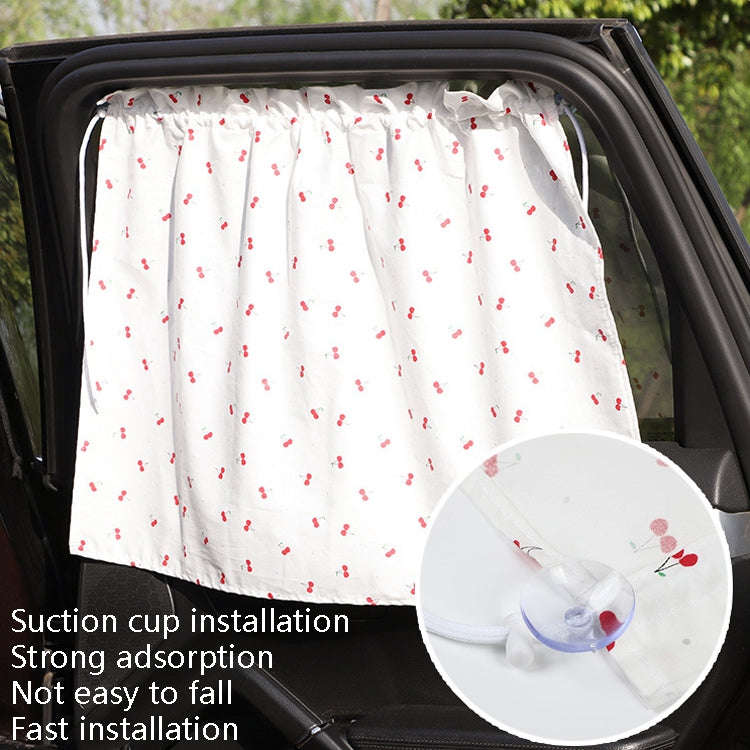 Car Curtains Cotton Car Suction Cup Sunshade Sun Protection Thermal Curtain(Cherry)
