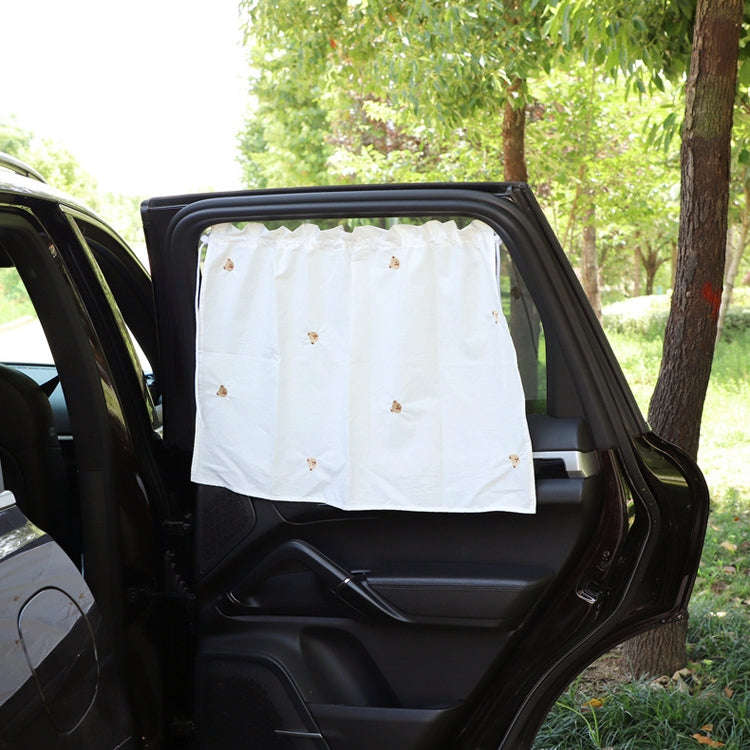 Car Embroidery Curtain Sunshade Cartoon Cotton Suction Cup Curtain Car Sunscreen Insulation Cover...