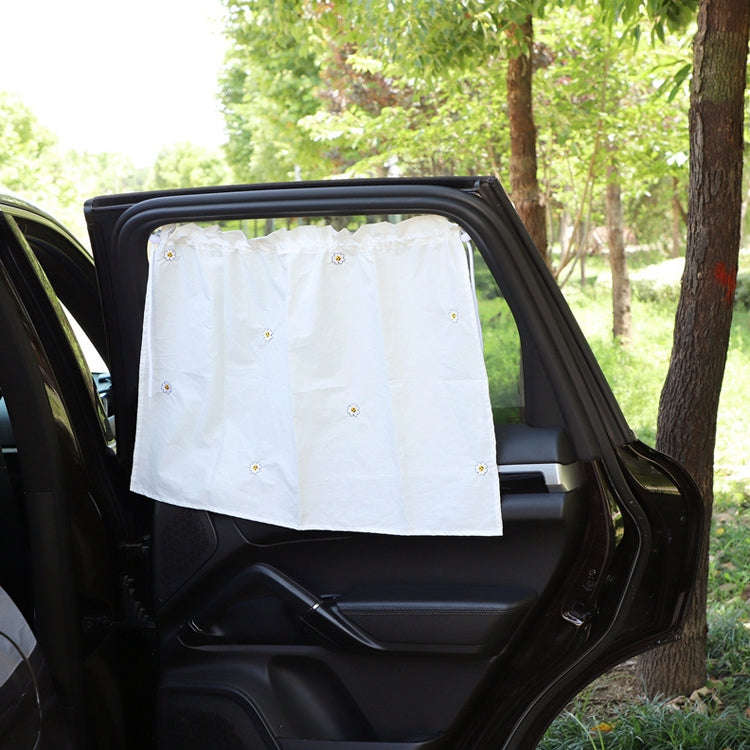 Car Embroidery Curtain Sunshade Cartoon Cotton Suction Cup Curtain Car Sunscreen Insulation Cover...