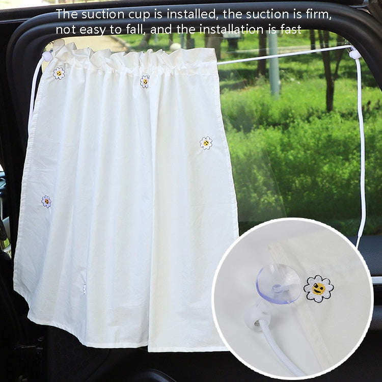 Car Embroidery Curtain Sunshade Cartoon Cotton Suction Cup Curtain Car Sunscreen Insulation Cover...
