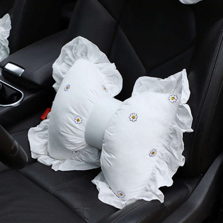 Bow Car Head Pillow Car Seat Neck Pillow Comfortable Cotton Car Supplies, Colour: Sun Flower Lumb...