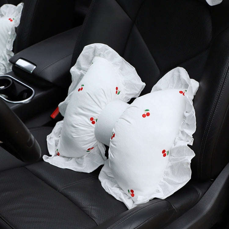 Bow Car Head Pillow Car Seat Neck Pillow Comfortable Cotton Car Supplies, Colour: Cherry Lumbar P...