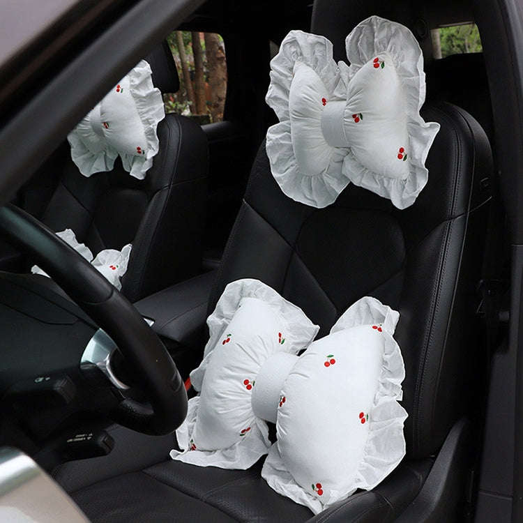 Bow Car Head Pillow Car Seat Neck Pillow Comfortable Cotton Car Supplies, Colour: Cherry Lumbar P...