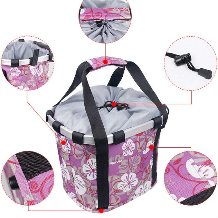 Bicycle Front Bag Basket Aluminum Alloy Foldable Basket, Size:L(Purple)