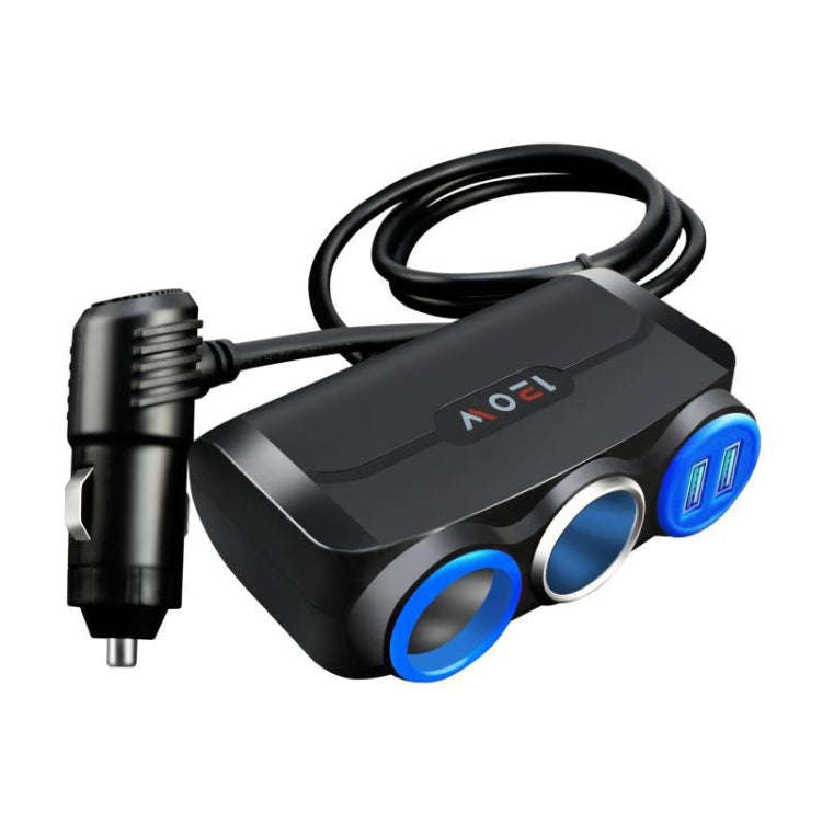 Car Cigarette Lighter Multi-Function Mobile Phone Charging USB Car Charge 12/24V Adapter Plug(Bla...