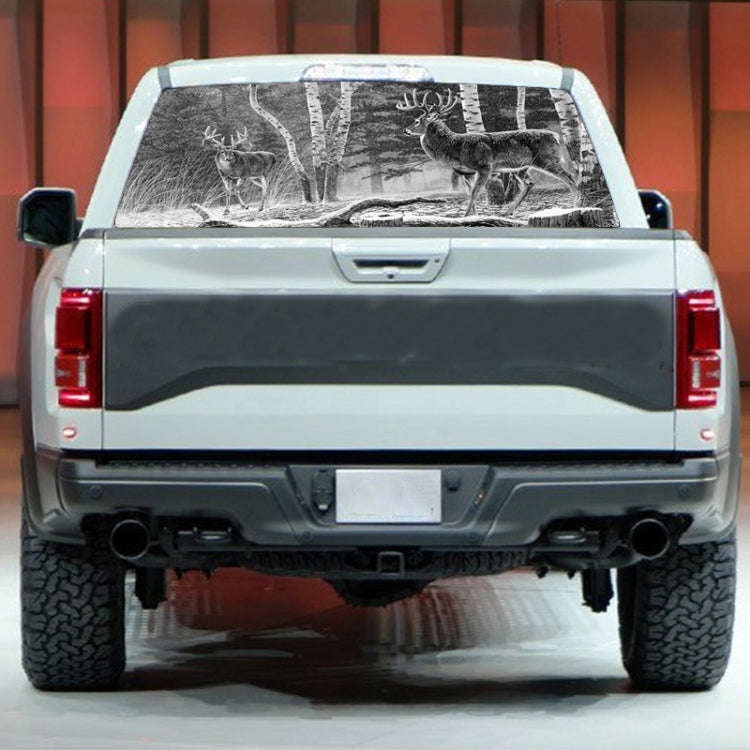 D-828 Forest Hunting Deer Rear Window Glass Stickers Truck SUV Car Post-Gear Window Stickers, 135...