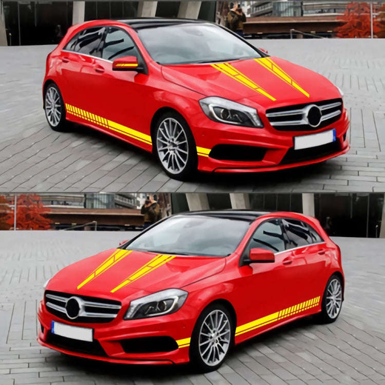 D-1037 Striped Car Sticker Car Side Door Cover Rearview Mirror Combination Sticker(Yellow)