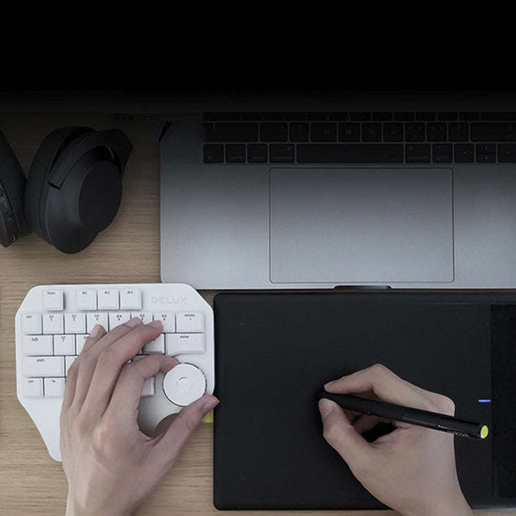 DELUX T11 29 Keys Single-Hand Keyboard Shortcut Key Speech Tool Flat Keyboard, Colour: Black