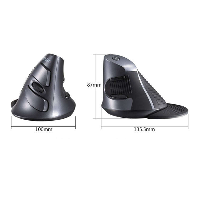 DELUX M618 6-Keys Vertical Snail Ergonomic Wireless Mouse(Black)