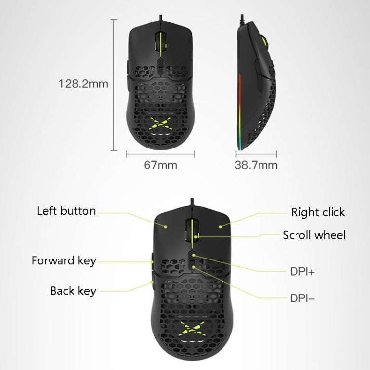 DELUX M700BU 7 Keys Wired Games Mouse Desktop Wired Mouse, Style: 3389 (Support 16000DPI)
