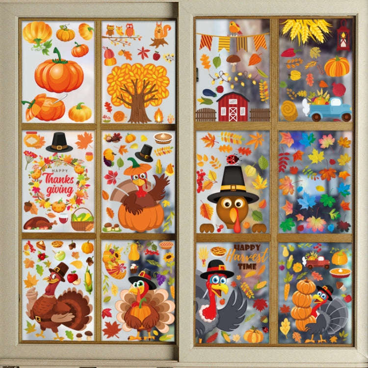 10 PCS Thanksgiving Turkey Sticker Static Sticker Glass Window Decoration Wall Sticker(BQ067)