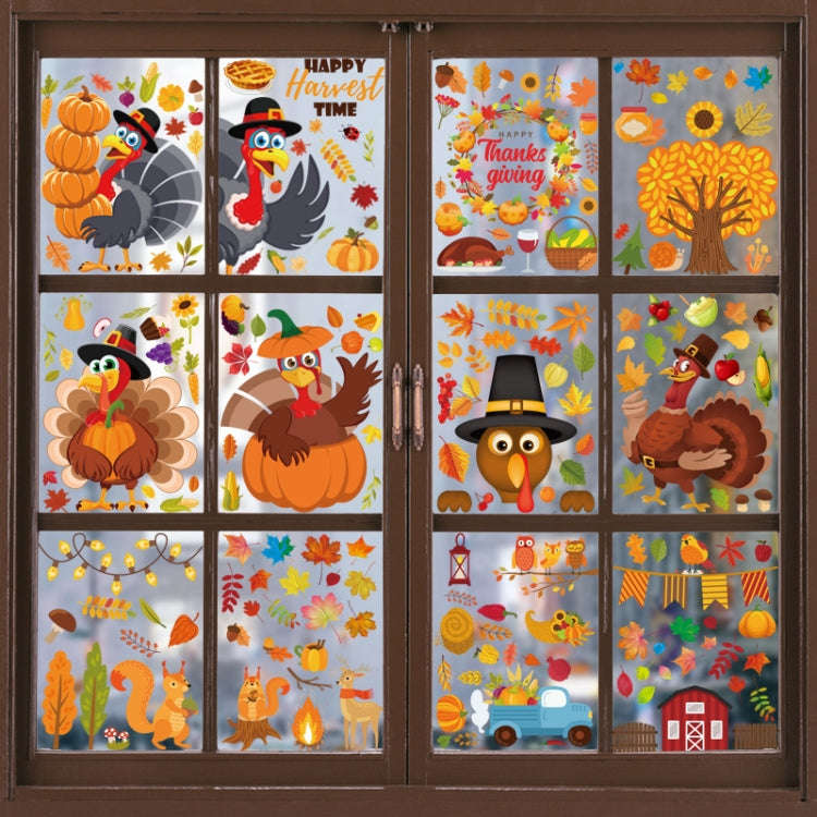10 PCS Thanksgiving Turkey Sticker Static Sticker Glass Window Decoration Wall Sticker(BQ067)
