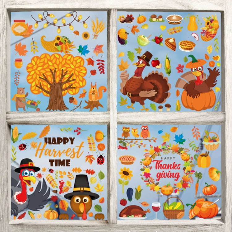 10 PCS Thanksgiving Turkey Sticker Static Sticker Glass Window Decoration Wall Sticker(BQ067)