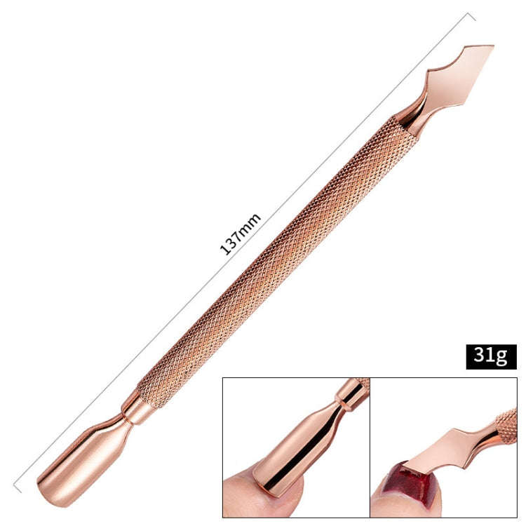 3 PCS Stainless Steel Rose Gold Double-Headed Steel Push Dead Skin Scissors Nail Set,Style: 01 Bi...