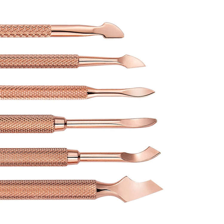 3 PCS Stainless Steel Rose Gold Double-Headed Steel Push Dead Skin Scissors Nail Set,Style: 01 Bi...