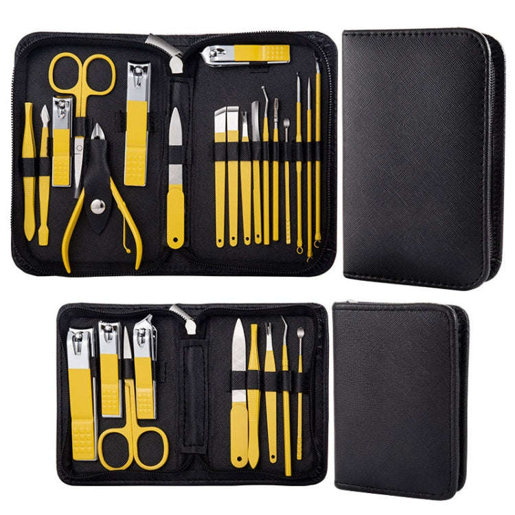 18 In 1 Yellow  Nail Clipper Set Manicure Set Stainless Steel Nail Clipper Manicure Tool