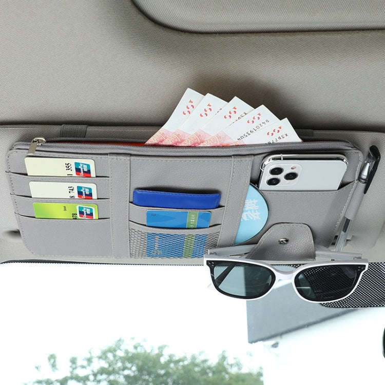 2 PCS Auto Sun Visor Card Clip Business Card Glasses Clip Zipper Car Mobile Phone Document Folder...