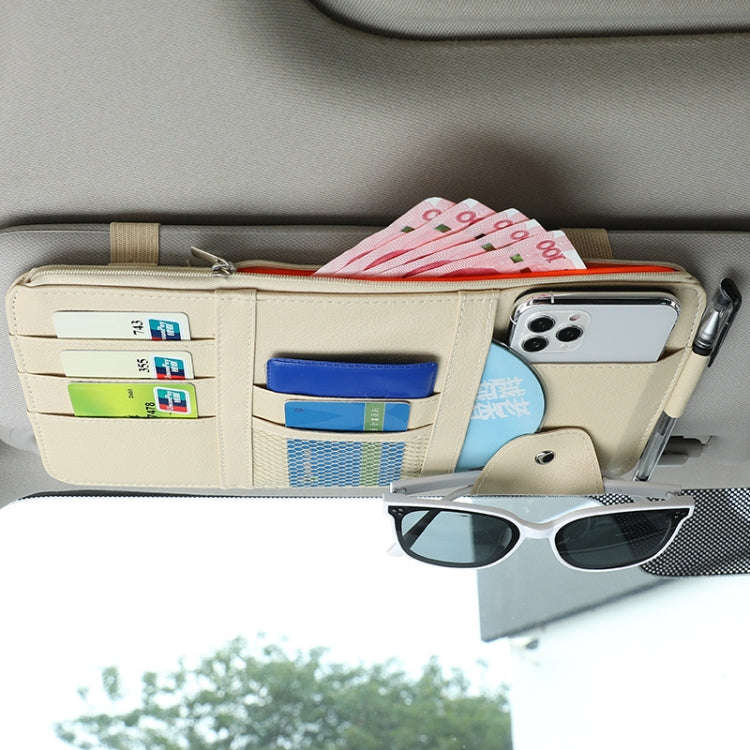 2 PCS Auto Sun Visor Card Clip Business Card Glasses Clip Zipper Car Mobile Phone Document Folder...