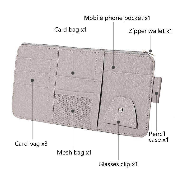 2 PCS Auto Sun Visor Card Clip Business Card Glasses Clip Zipper Car Mobile Phone Document Folder...