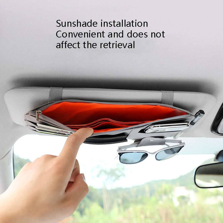 2 PCS Auto Sun Visor Card Clip Business Card Glasses Clip Zipper Car Mobile Phone Document Folder...