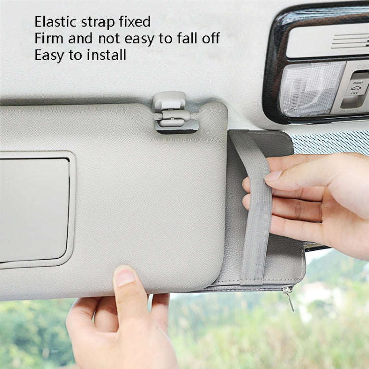 2 PCS Auto Sun Visor Card Clip Business Card Glasses Clip Zipper Car Mobile Phone Document Folder...